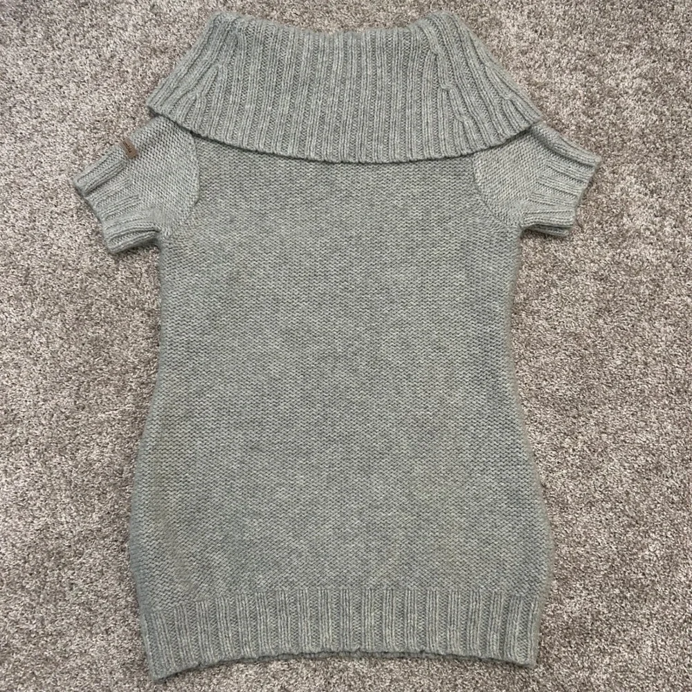 Columbia Wool Blend Gray Cable Knit Off Shoulder Cowl Neck Sweater Women Large